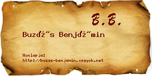 Buzás Benjámin névjegykártya